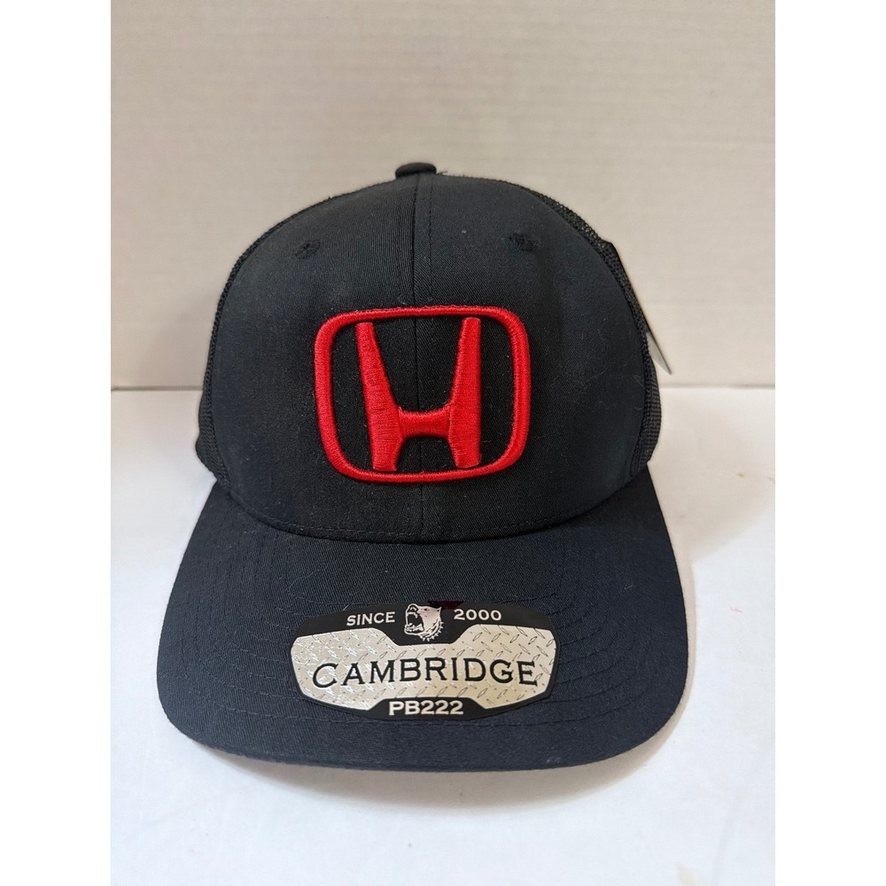 Cambridge Honda Logo Trucker Hat Black Red Mesh Snapback Cap PB222 NWT
